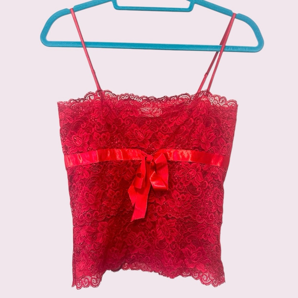 Y2k Lacey bow cami